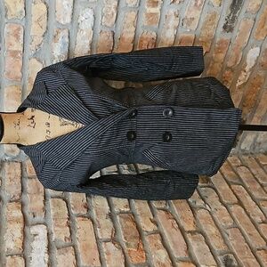 JouJou Black white pinstriped double breasted blazer size Small